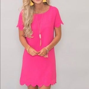 PinkLily | Hot Pink Scallop Dress